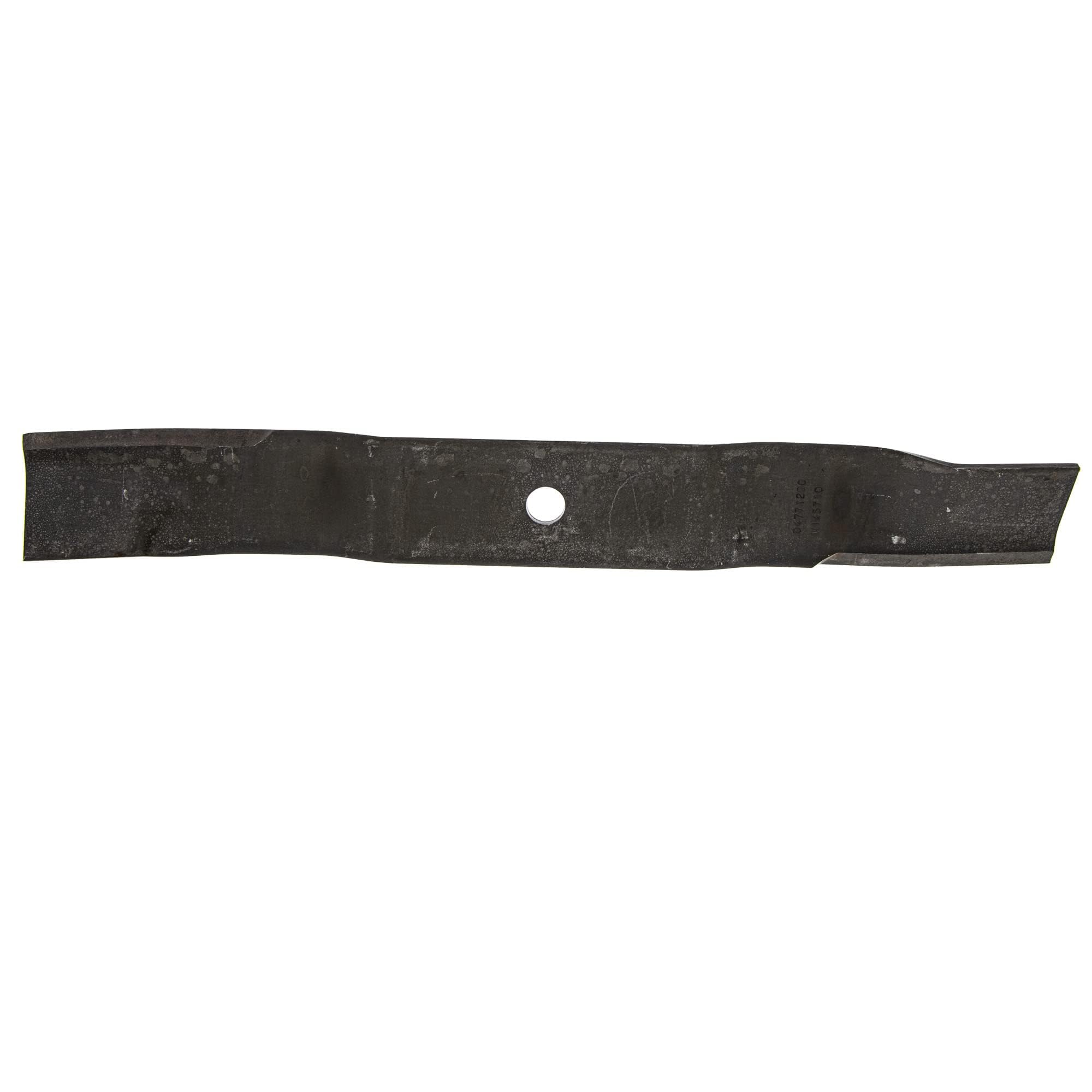 Ariens mower blades displayed on a workbench