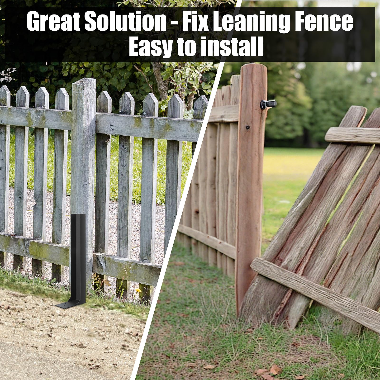 ArlinaL Fence Post Repair Kit black steel anchor spike side view