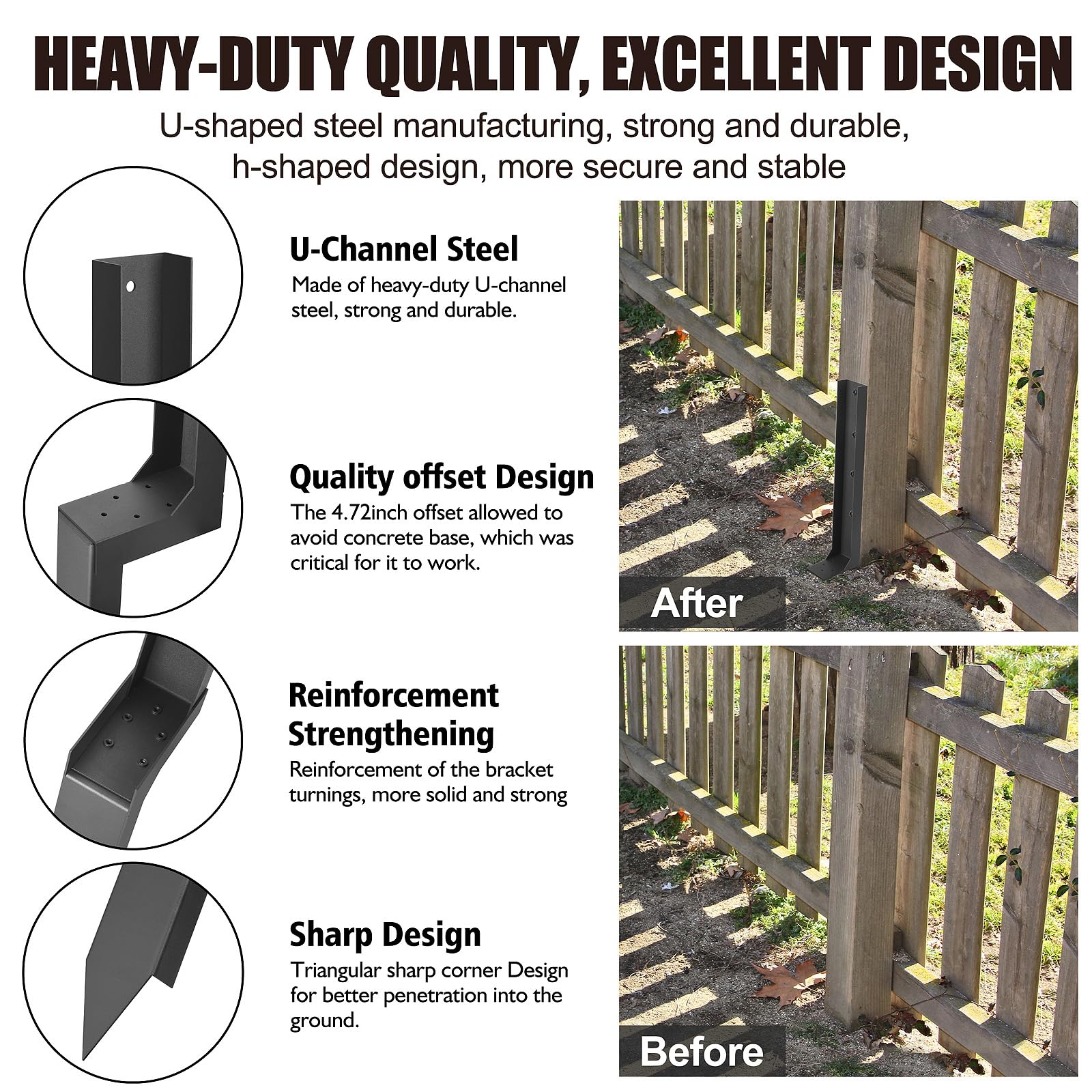 ArlinaL Fence Post Repair Kit packaging with product details