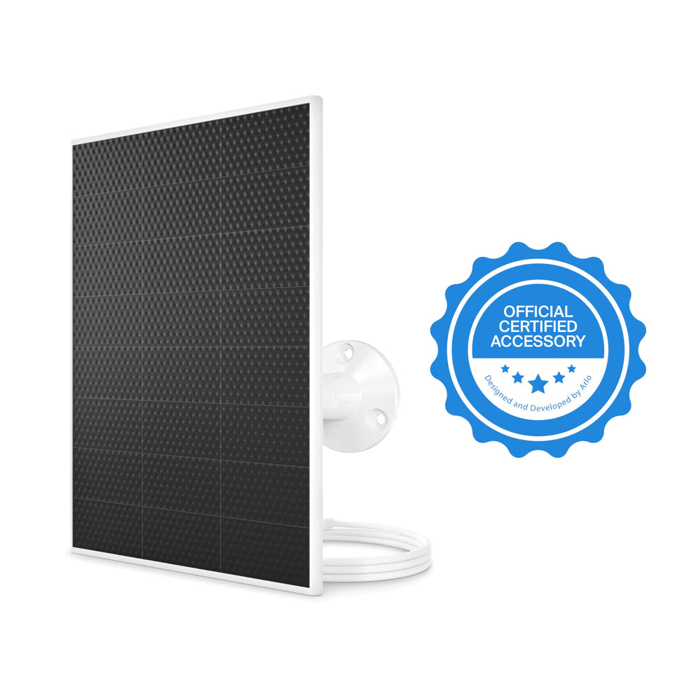 Arlo Solar Panel Charger installed on a wall with adjustable mount