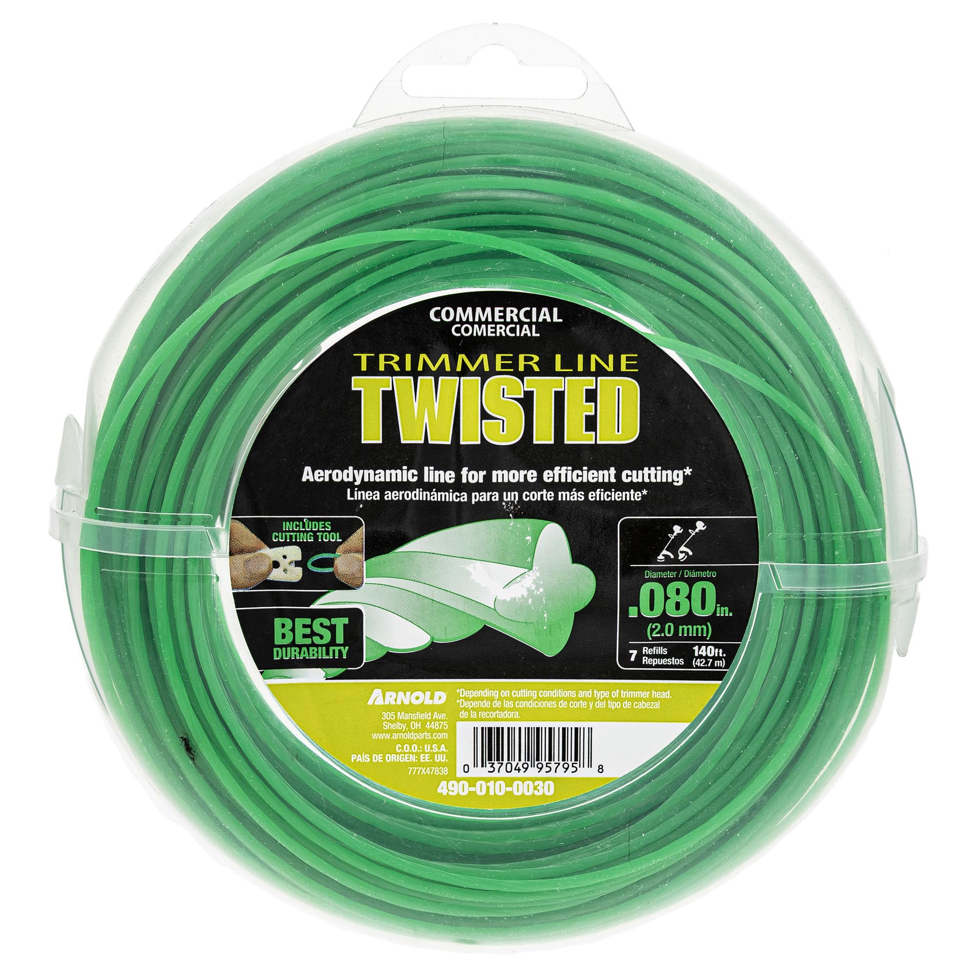 Arnold Trimline.080-Inch Green Trimmer Line, front view