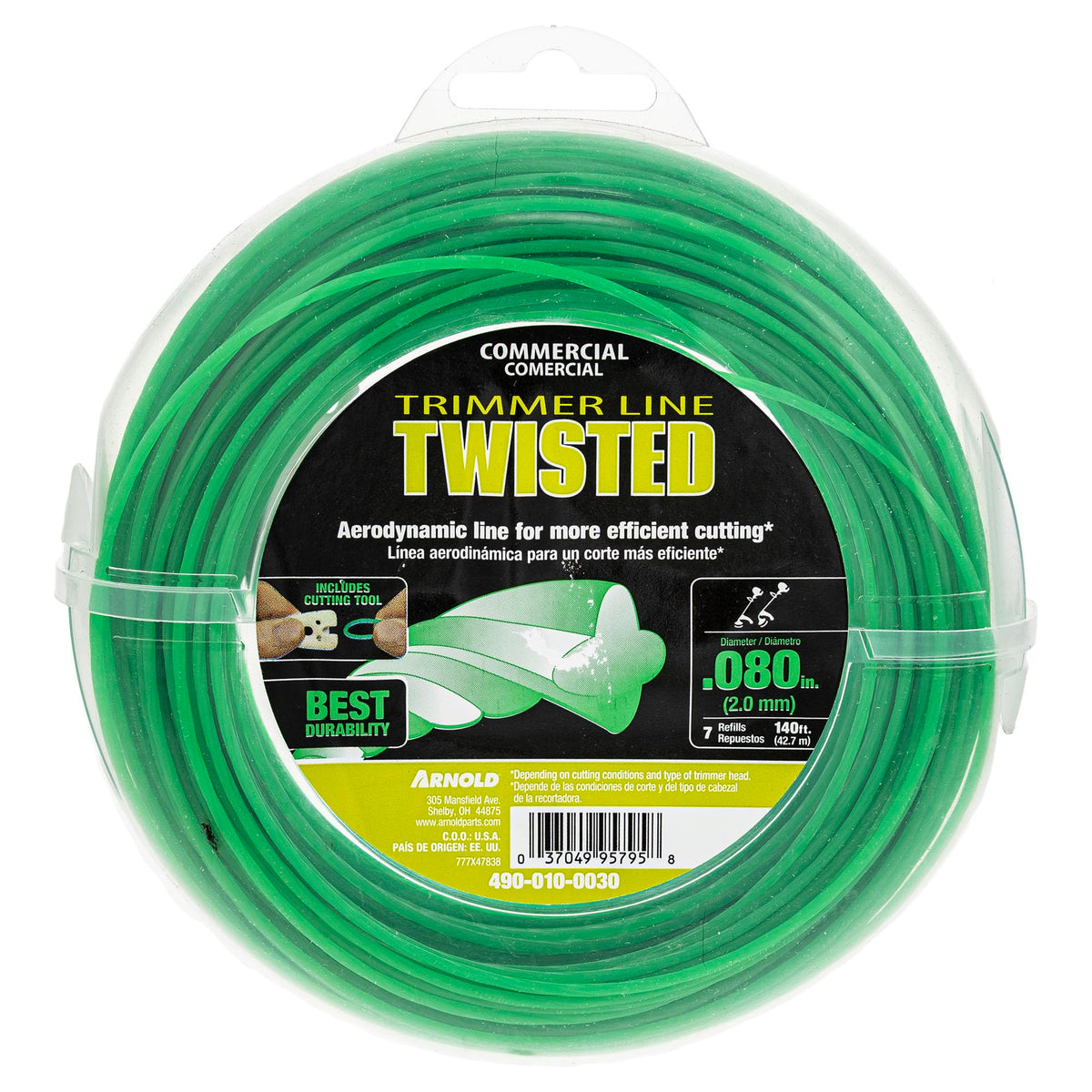 Arnold Trimline.080-Inch Green Trimmer Line, front view