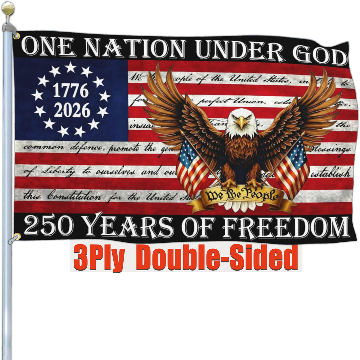 Aroxtms 250th Anniversary American Flag front view, double-sided print