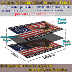 Aroxtms 250th Anniversary American Flag waving in the wind