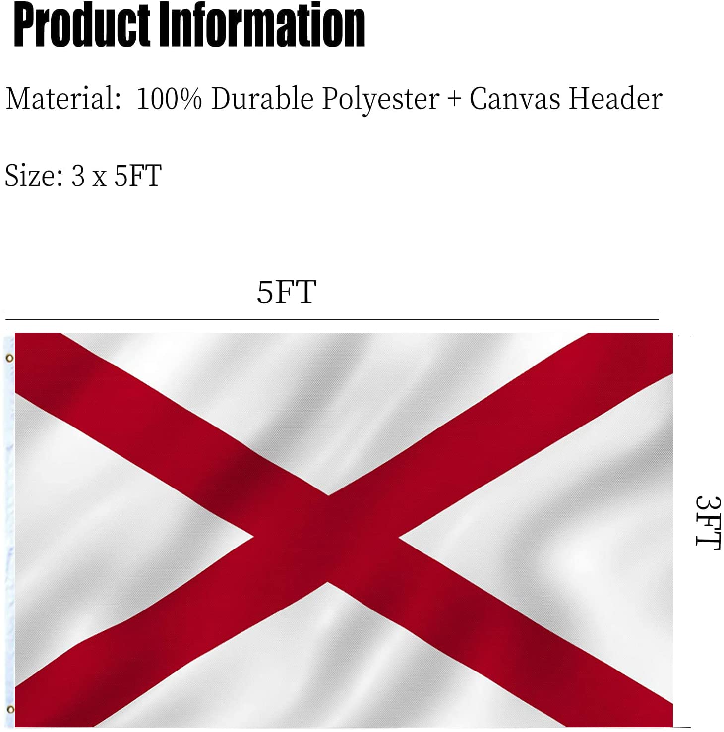 ARSOF Alabama State Flag 3x5 with vibrant colours