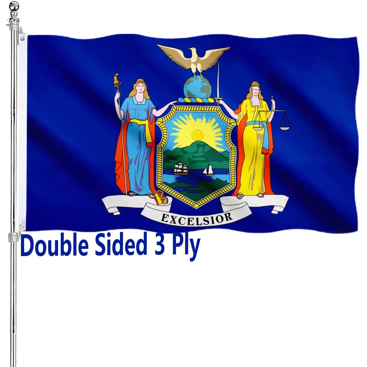 ARSOF New York State Flag 3x5 Ft front view with vivid colours