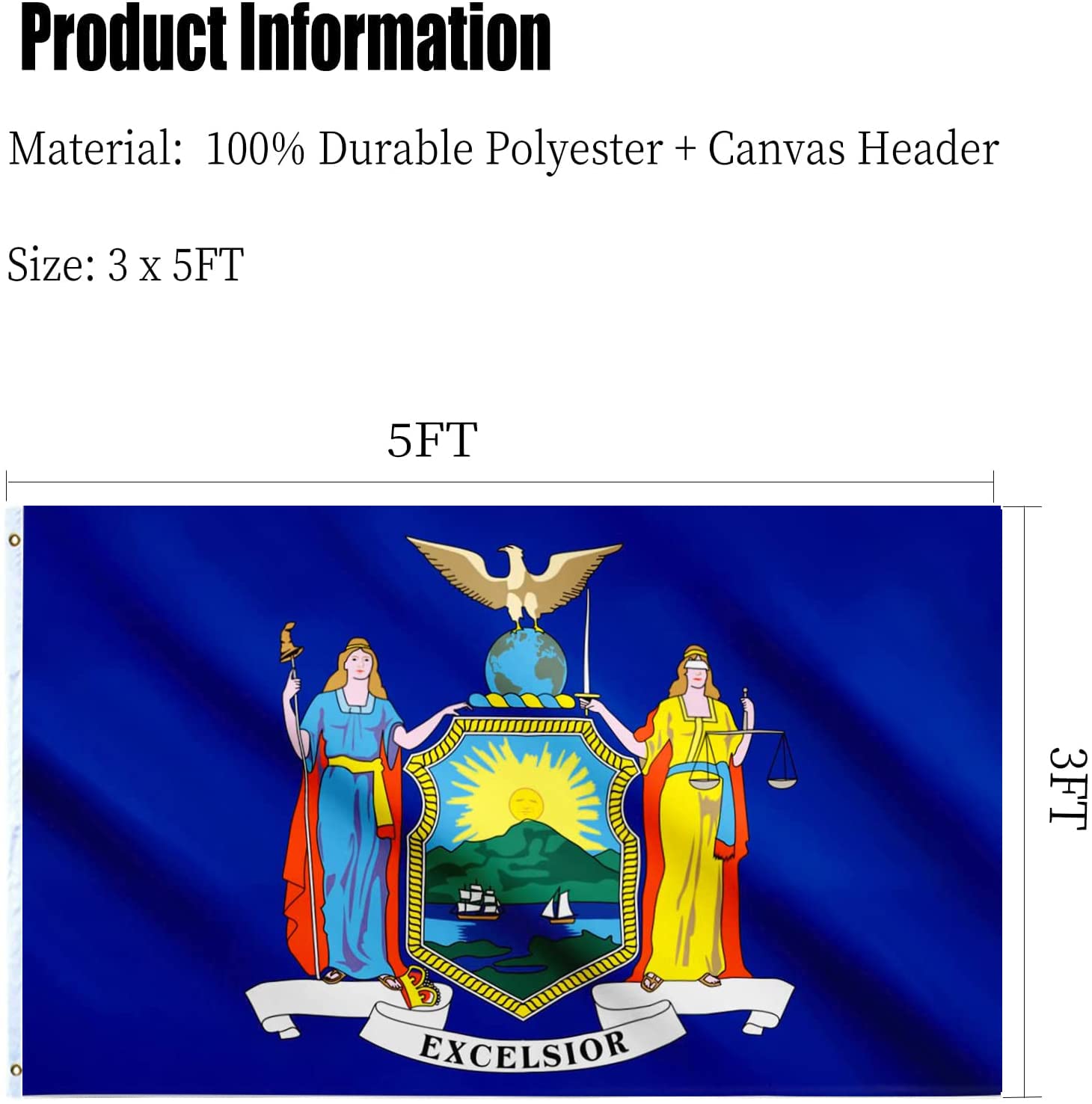 ARSOF New York State Flag 3x5 Ft packaging view