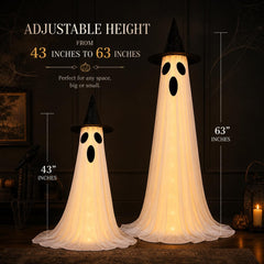 ArtCyber Halloween ghost with dynamic lighting in outdoor setting
