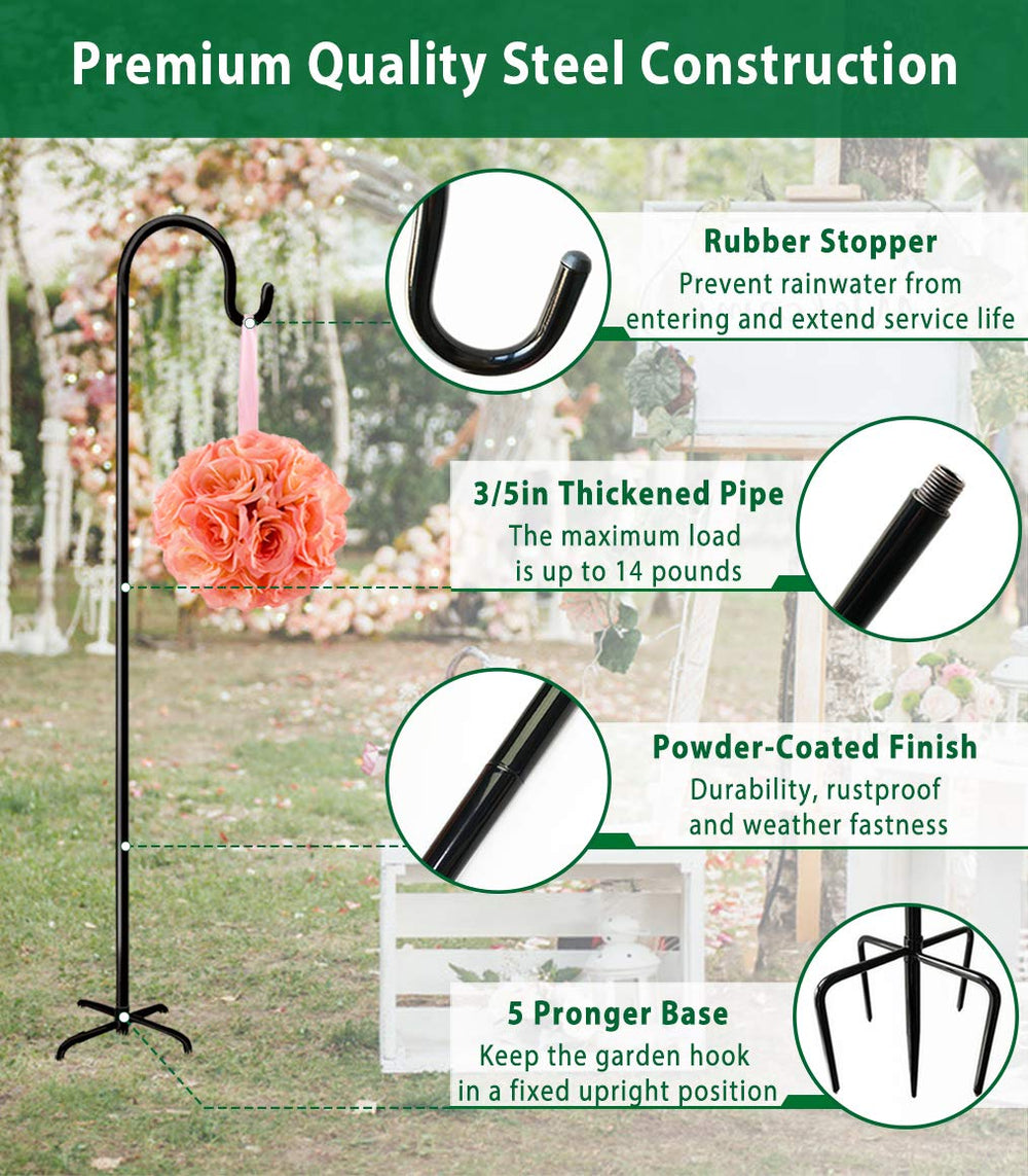 Artibear Shepherd Hook Stand assembled with bird feeder