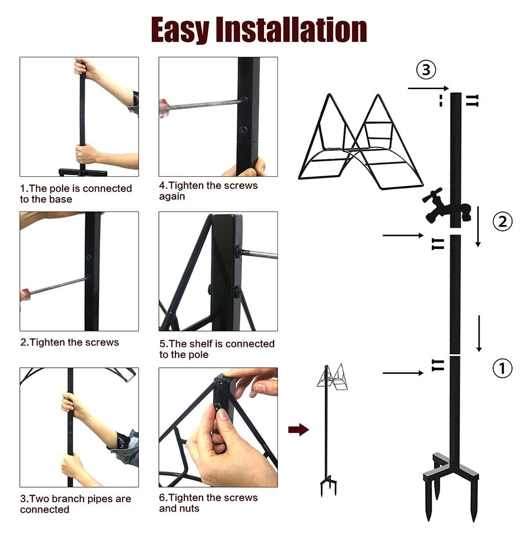 Artigarden Garden Hose Holder Stand with screws for installation
