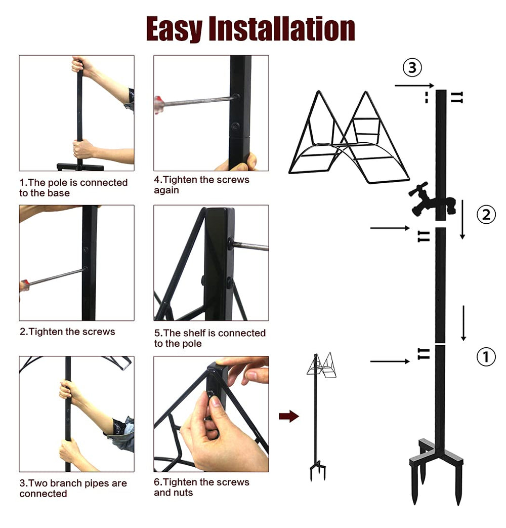Artigarden Garden Hose Holder Stand with screws for installation