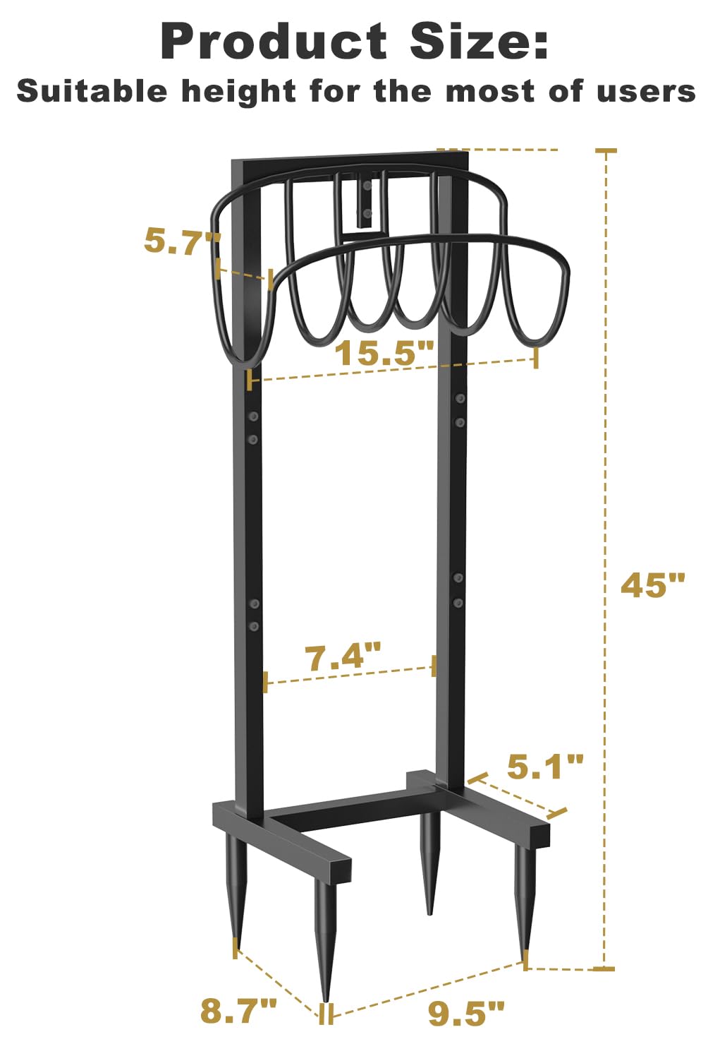 Artigarden metal reel stand side view with hose holder