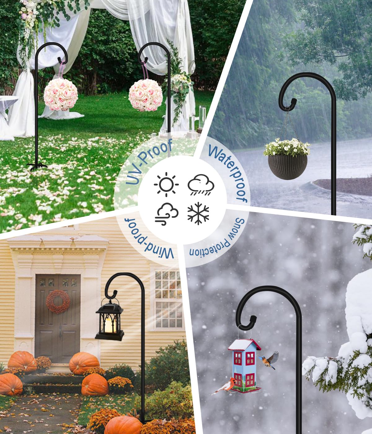 Artigarden shepherd hook showing upgraded 7 prong base strong support