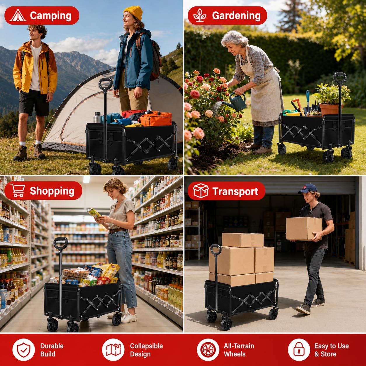 ARTIST'S DREAM Collapsible Wagon Cart showing storage pockets