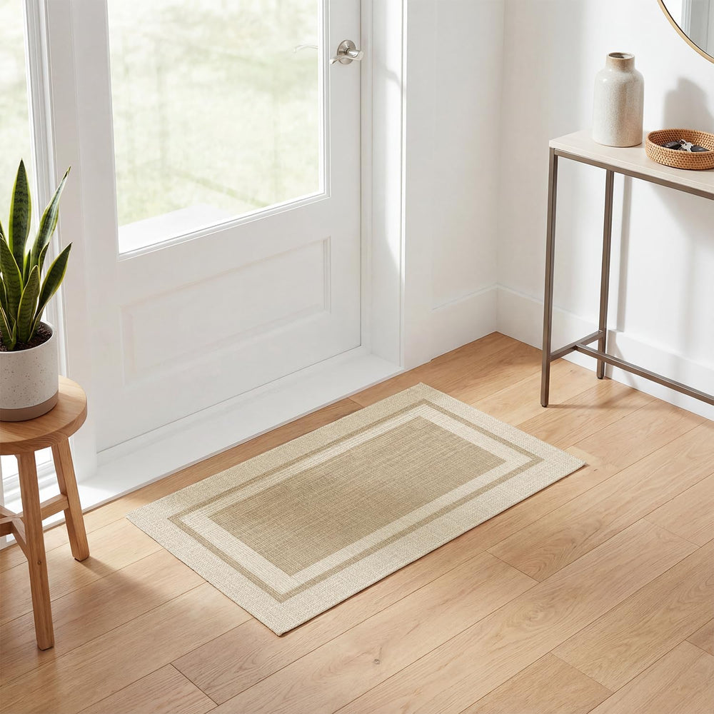 Artoid Mode Beige Doormat in outdoor setting