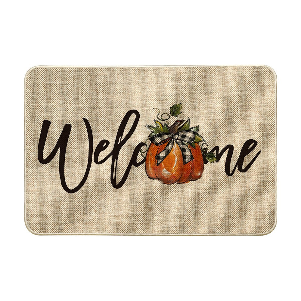 Artoid Mode Bow Tie Pumpkin Doormat front view with decorative design