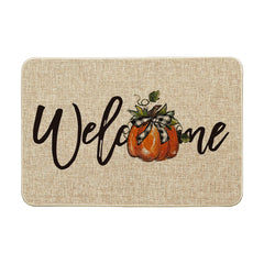 Artoid Mode Bow Tie Pumpkin Doormat front view with decorative design