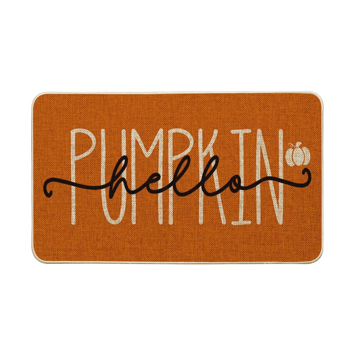 Artoid Mode Hello Pumpkin Doormat front view with orange design