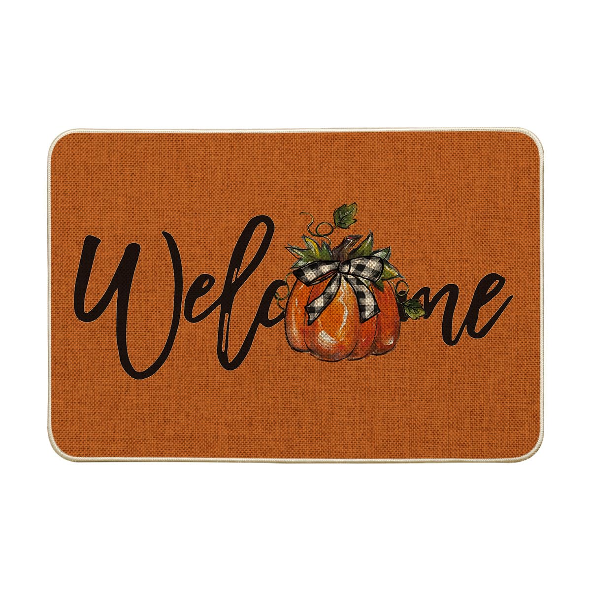 Artoid Mode Orange Pumpkin Doormat front view with fall design