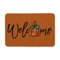 Artoid Mode Orange Pumpkin Doormat front view with fall design