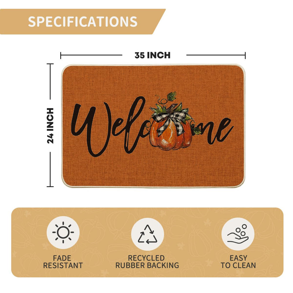 Artoid Mode Pumpkin Doormat in a garden setting