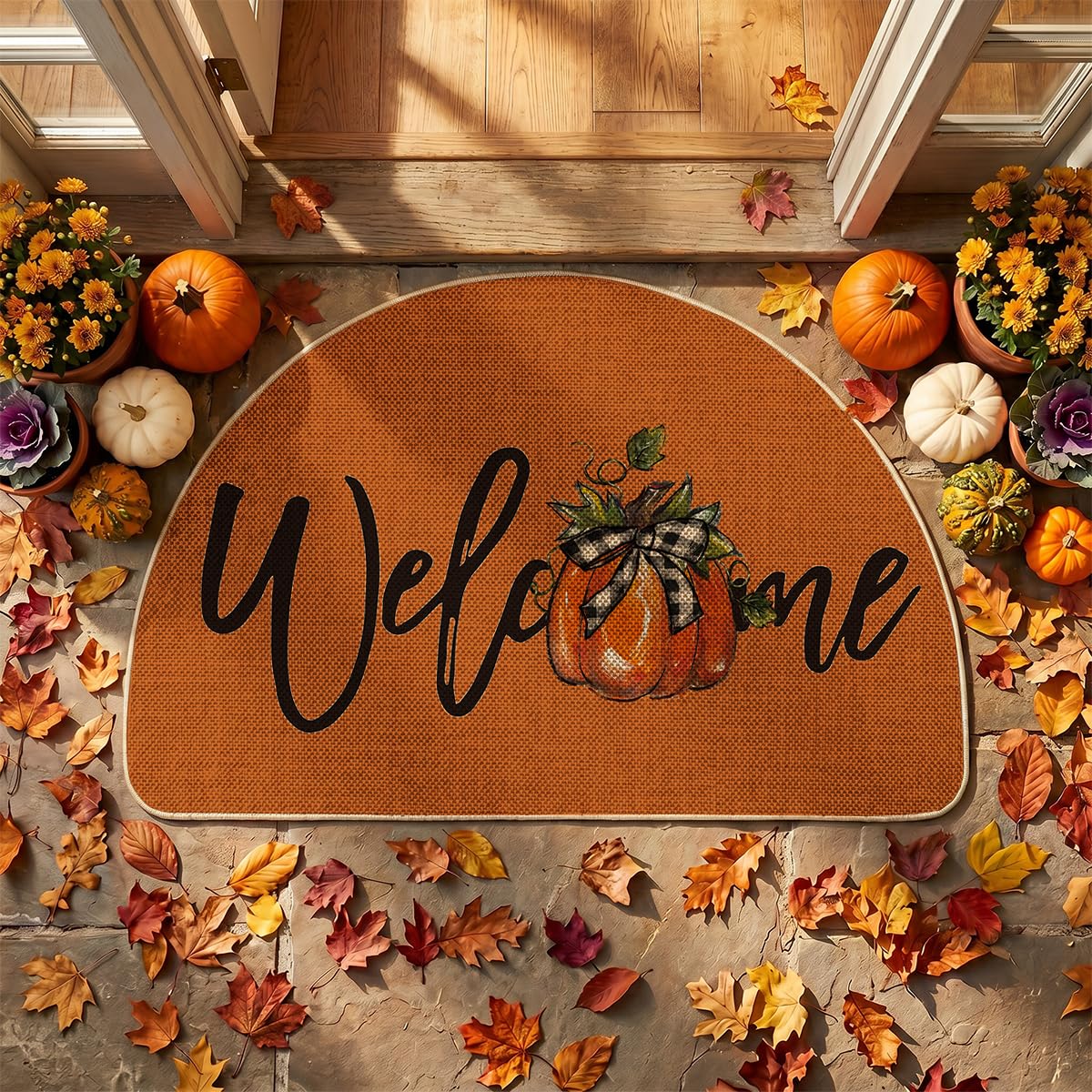 Artoid Mode Pumpkin Doormat with decorative design