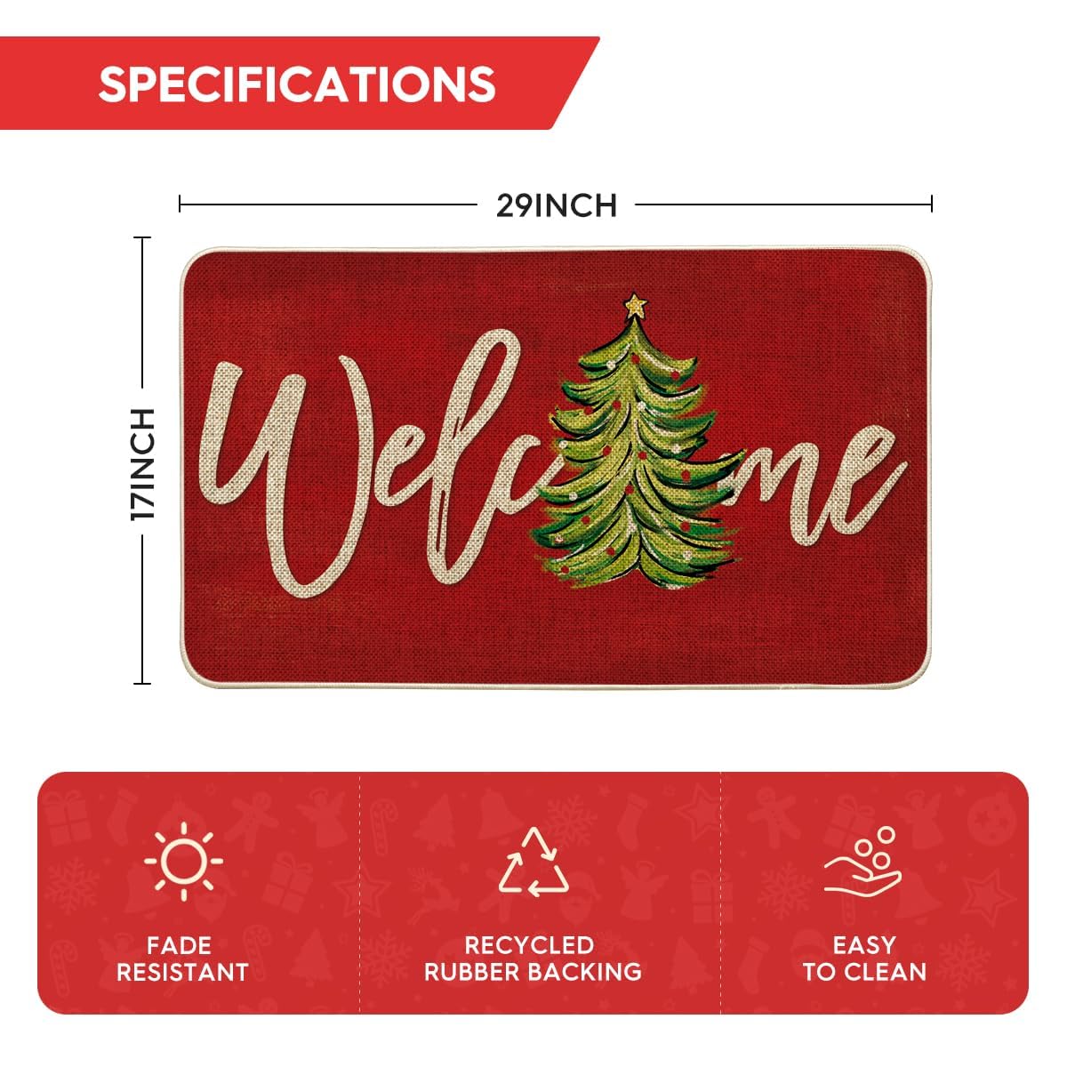 Artoid Mode Red Xmas Tree Doormat in festive home setting