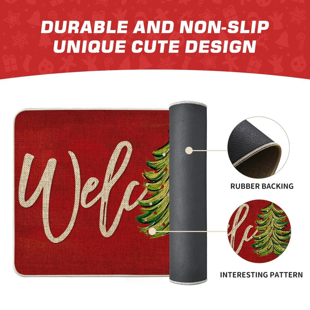 Artoid Mode Red Xmas Tree Doormat showing cleaning process
