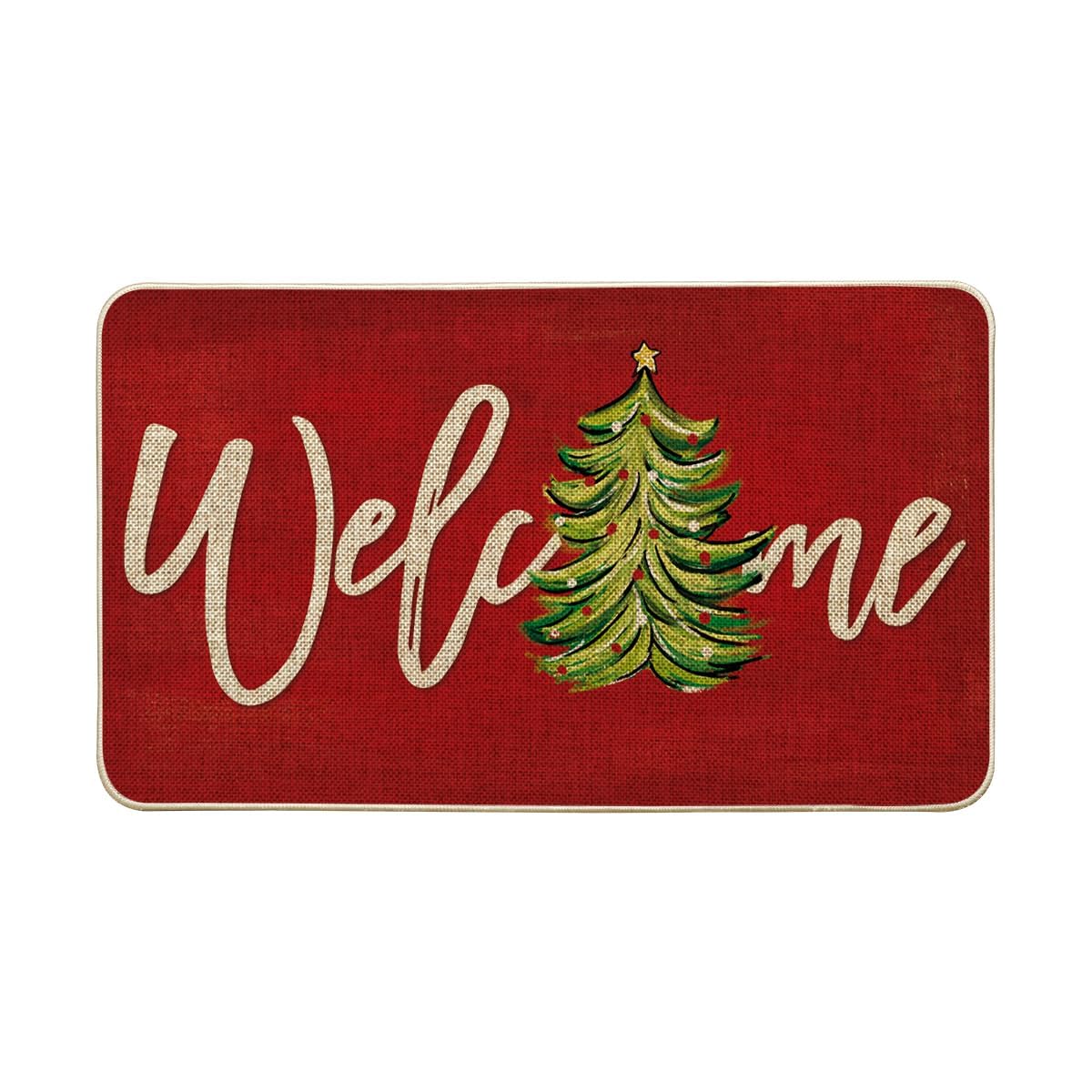 Artoid Mode Red Xmas Tree Welcome Doormat front view