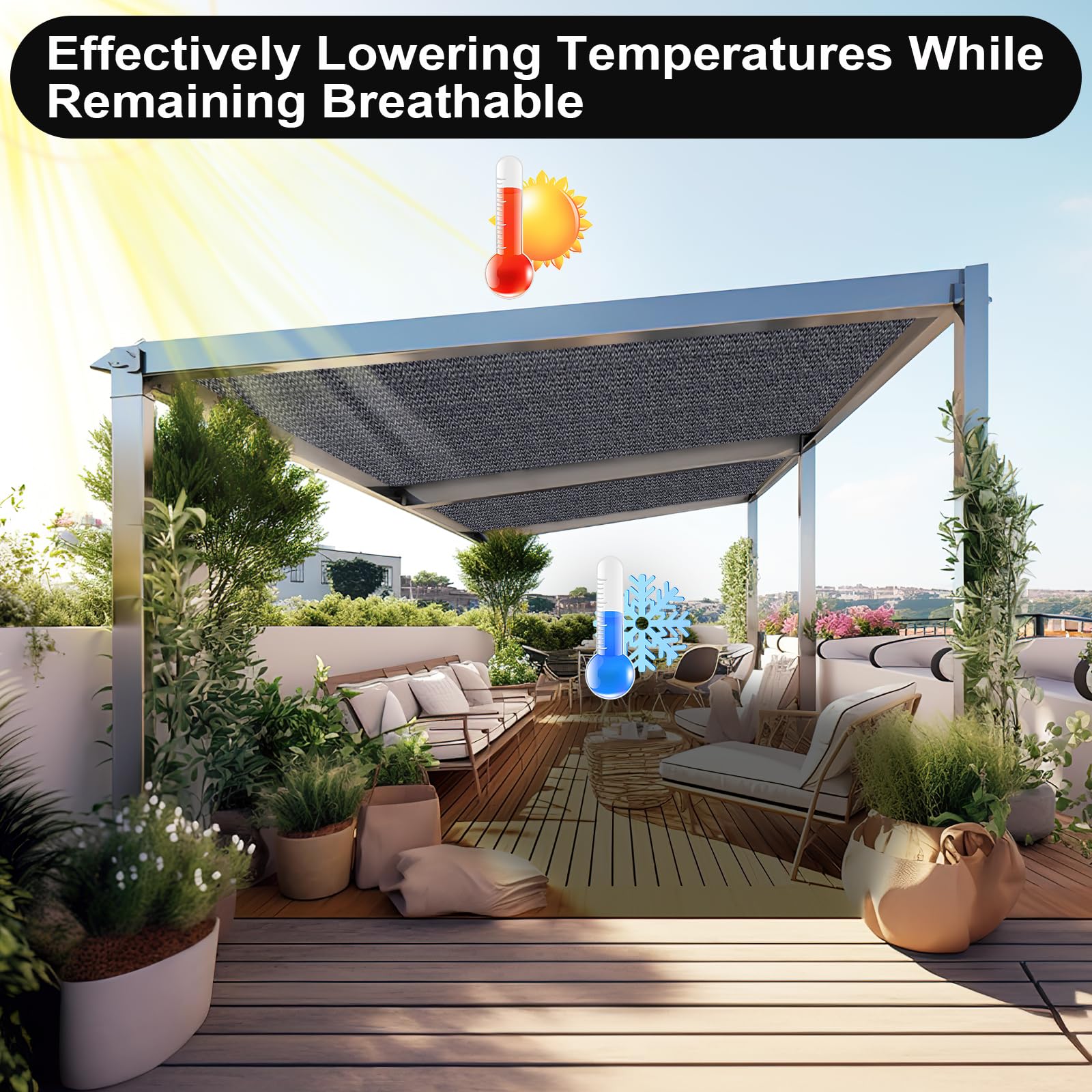 Artpuch 90% Sun Shade Cloth with pets underneath