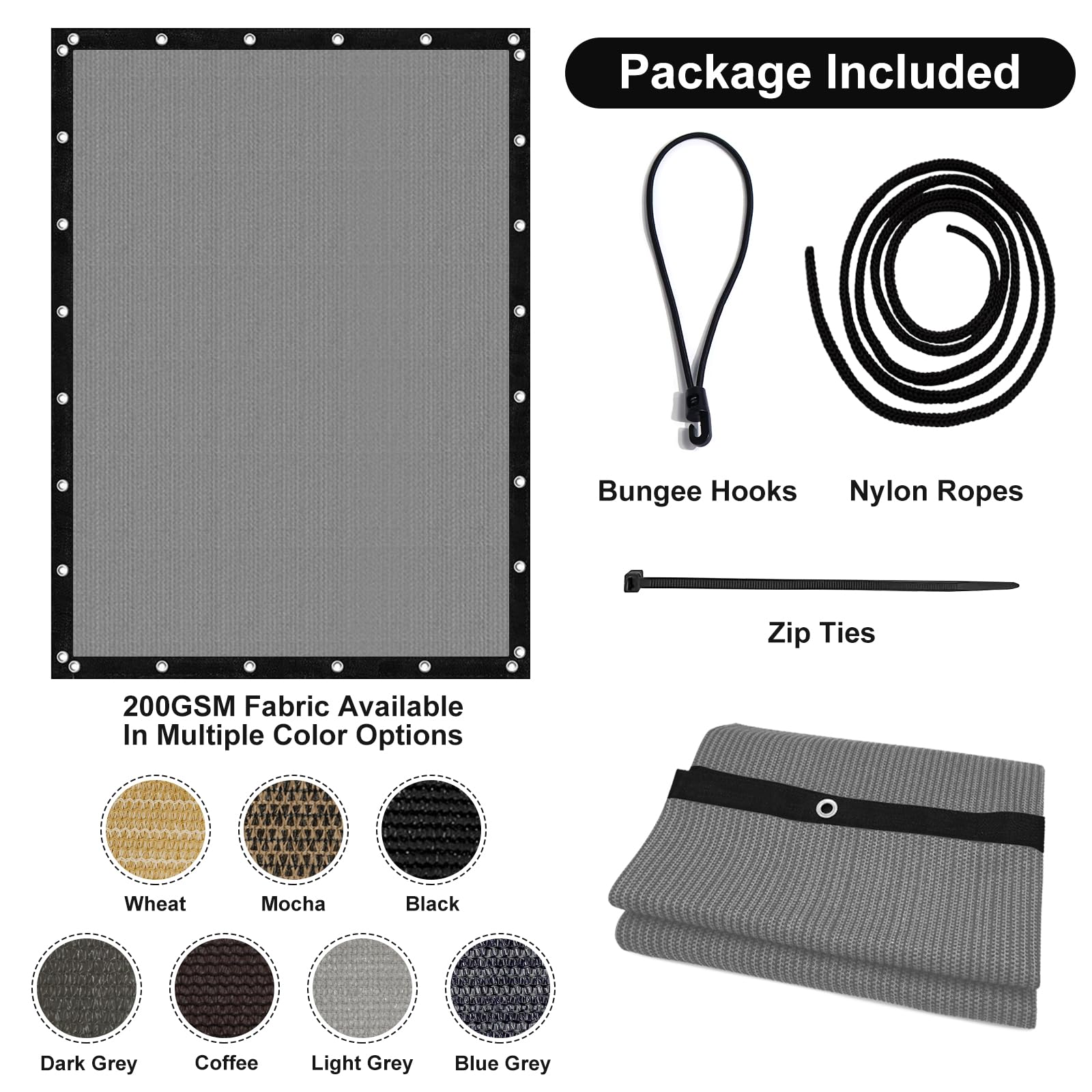 Artpuch shade cloth showing installation with ties
