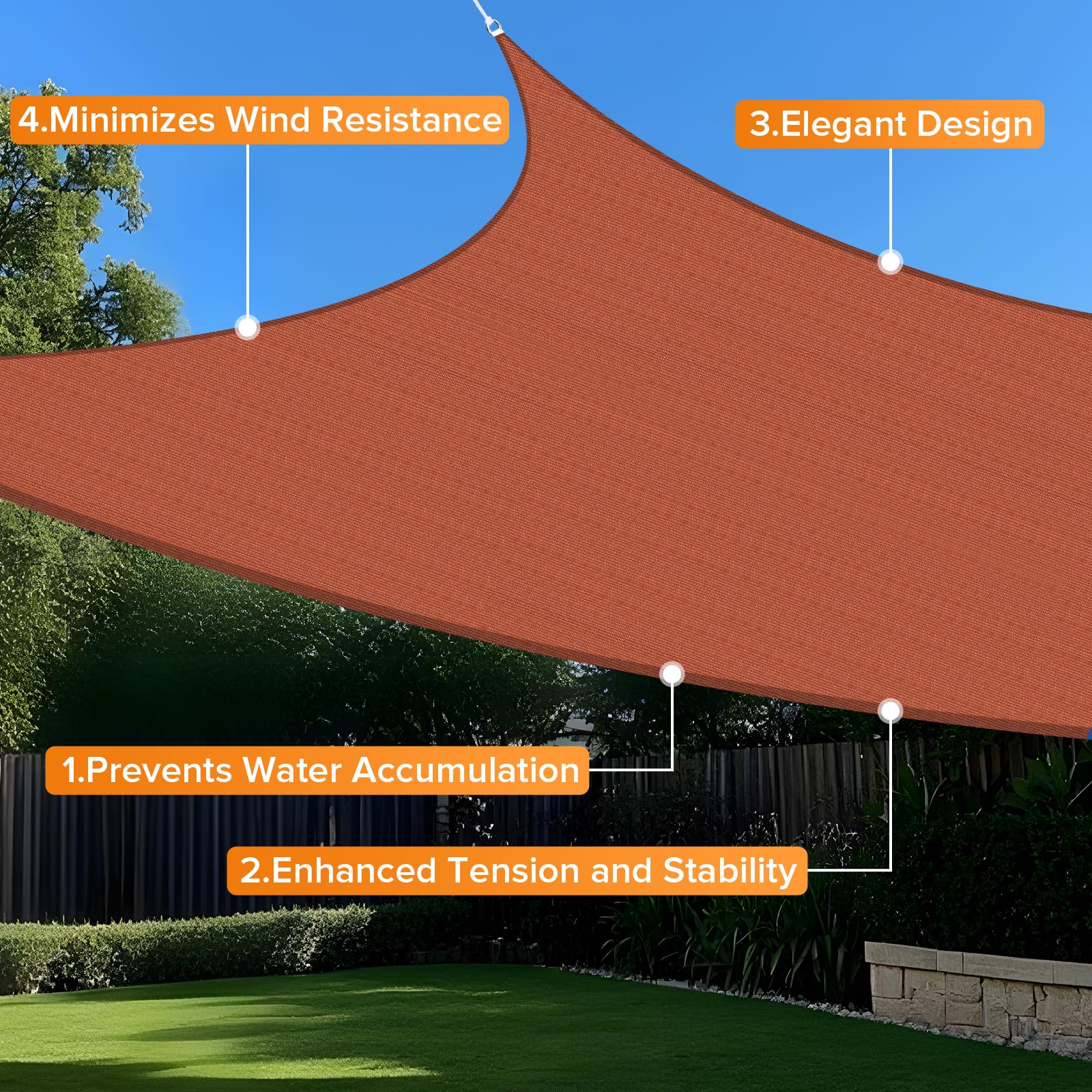 Artpuch Sun Shade Sail 12'X16' Rust Red in garden setting