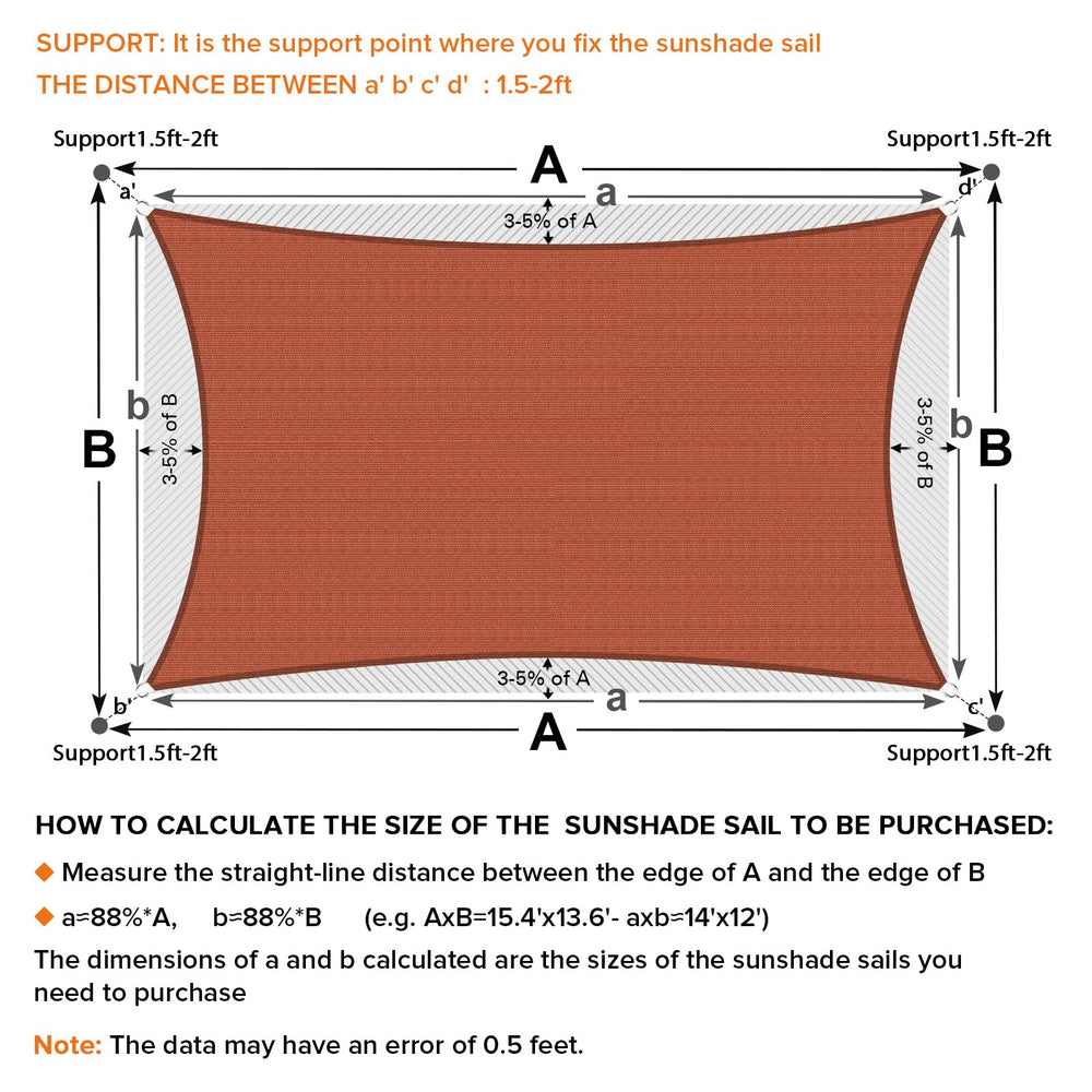 Artpuch Sun Shade Sail 12'X16' Rust Red installation angle