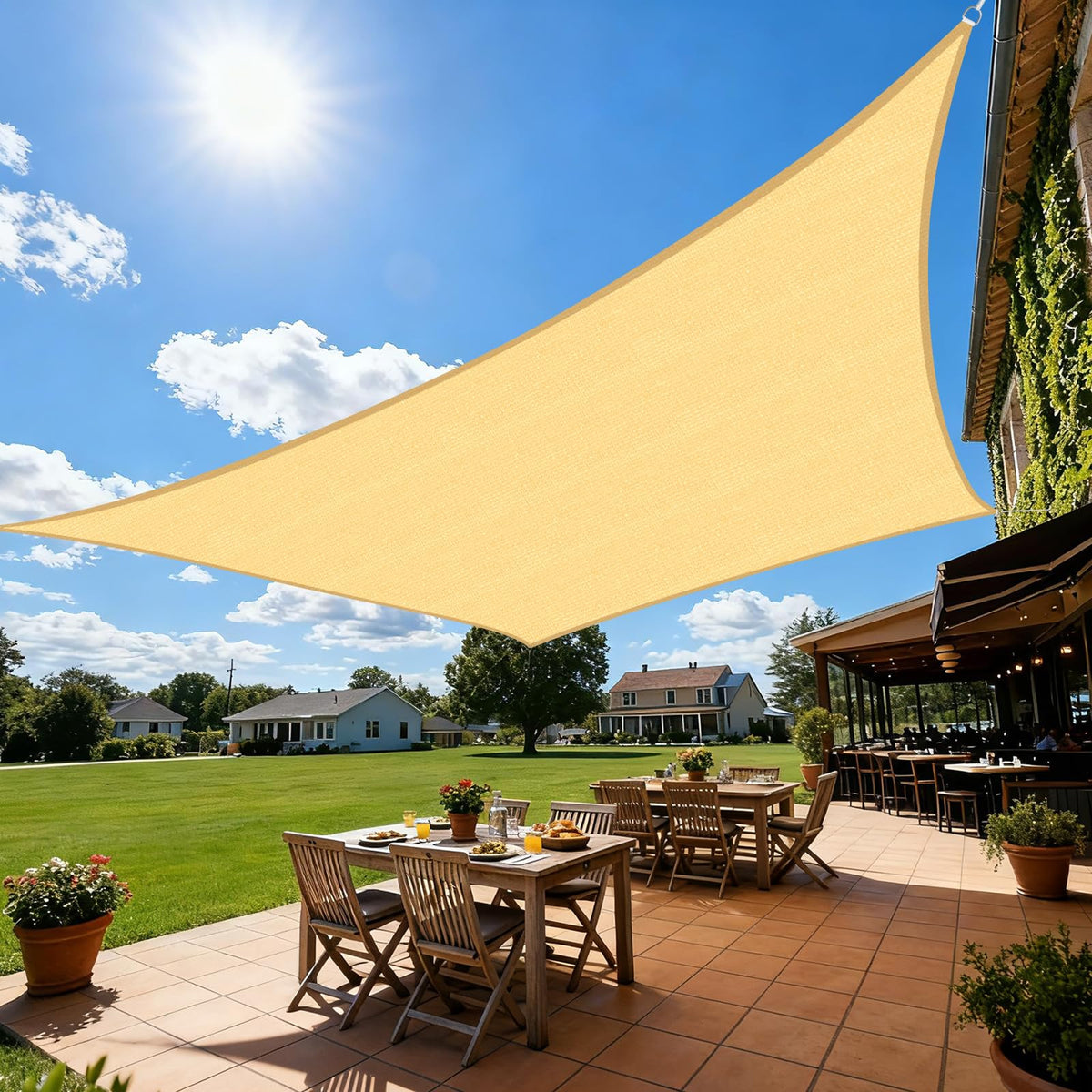 Artpuch Sun Shade Sail 12'X18' sand rectangle front view