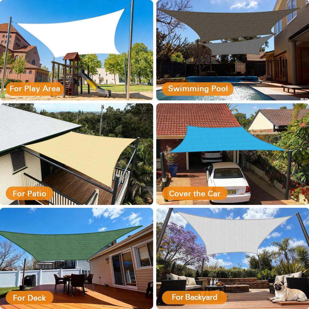 Artpuch Sun Shade Sail 12'X18' sand rectangle on patio