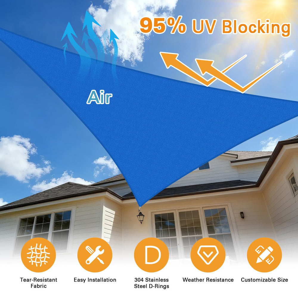 Artpuch Sun Shade Sail 14' blue triangle with D-rings