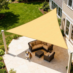 Artpuch Sun Shade Sail 16' triangular sand colour front view