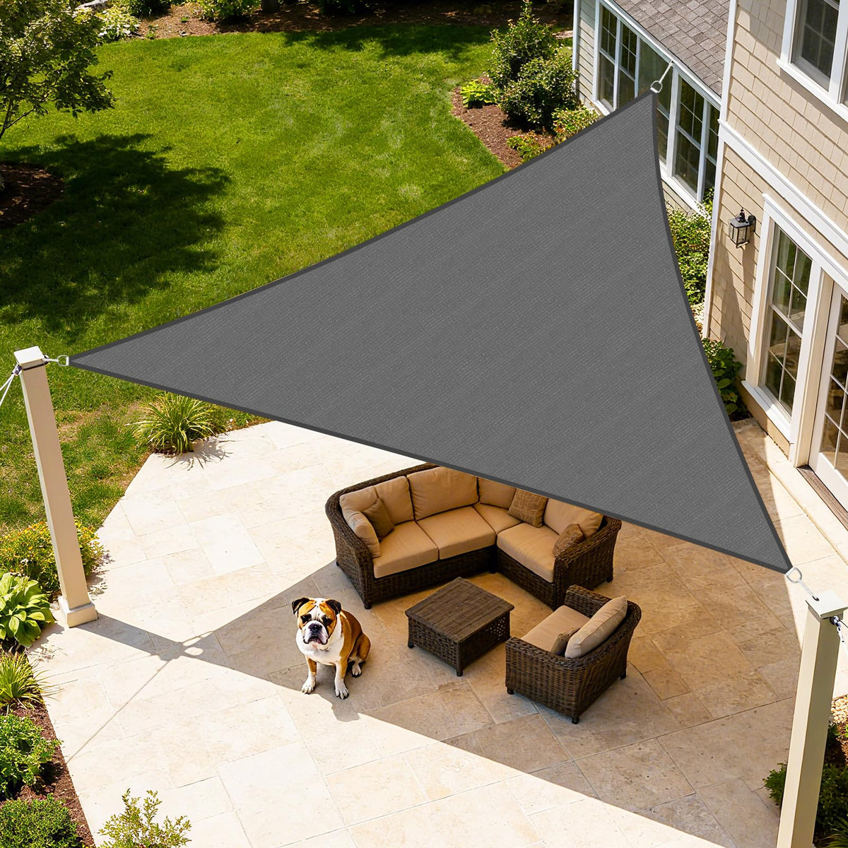 Artpuch Sun Shade Sail 16'X16'X16' dark grey front view