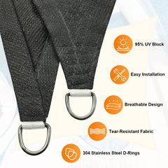 Artpuch Sun Shade Sail 16'X16'X16' dark grey mounted on patio