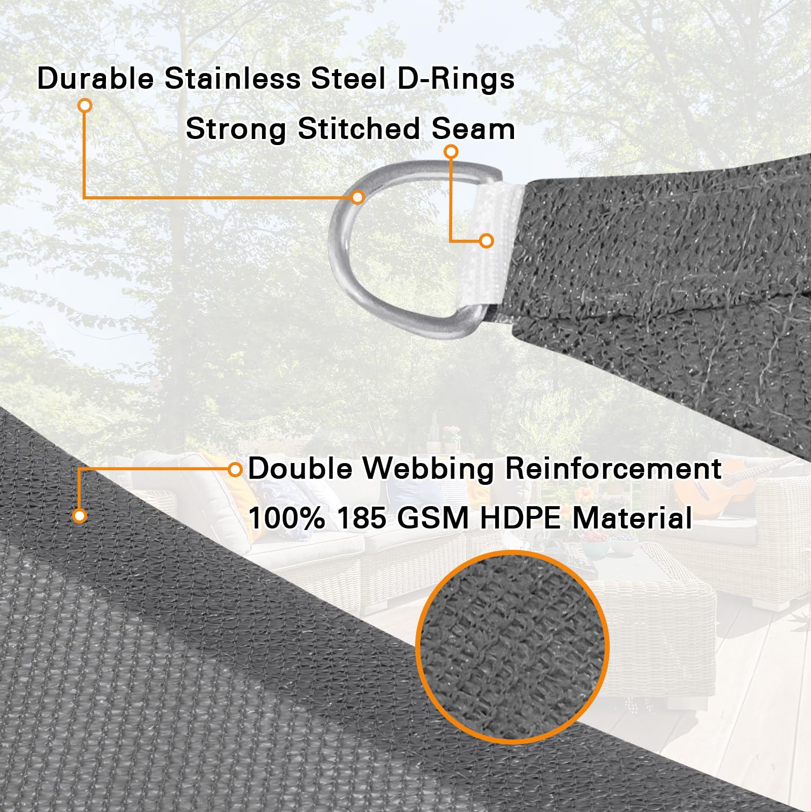 Artpuch Sun Shade Sail 16'X20' dark grey in a garden setting