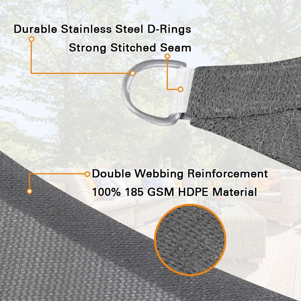 Artpuch Sun Shade Sail 16'X20' dark grey in a garden setting