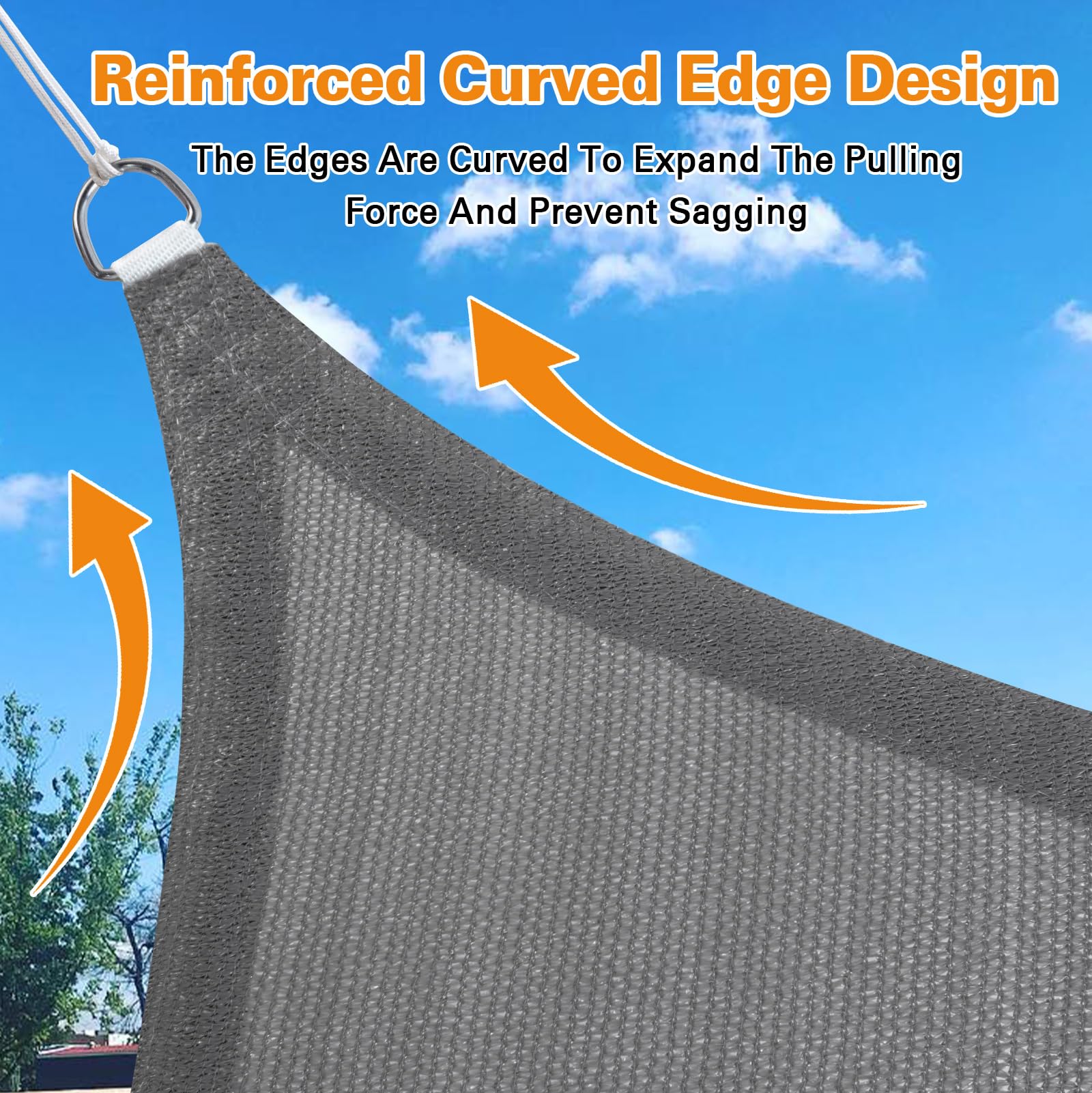 Artpuch Sun Shade Sail 16'X20' dark grey installation angle