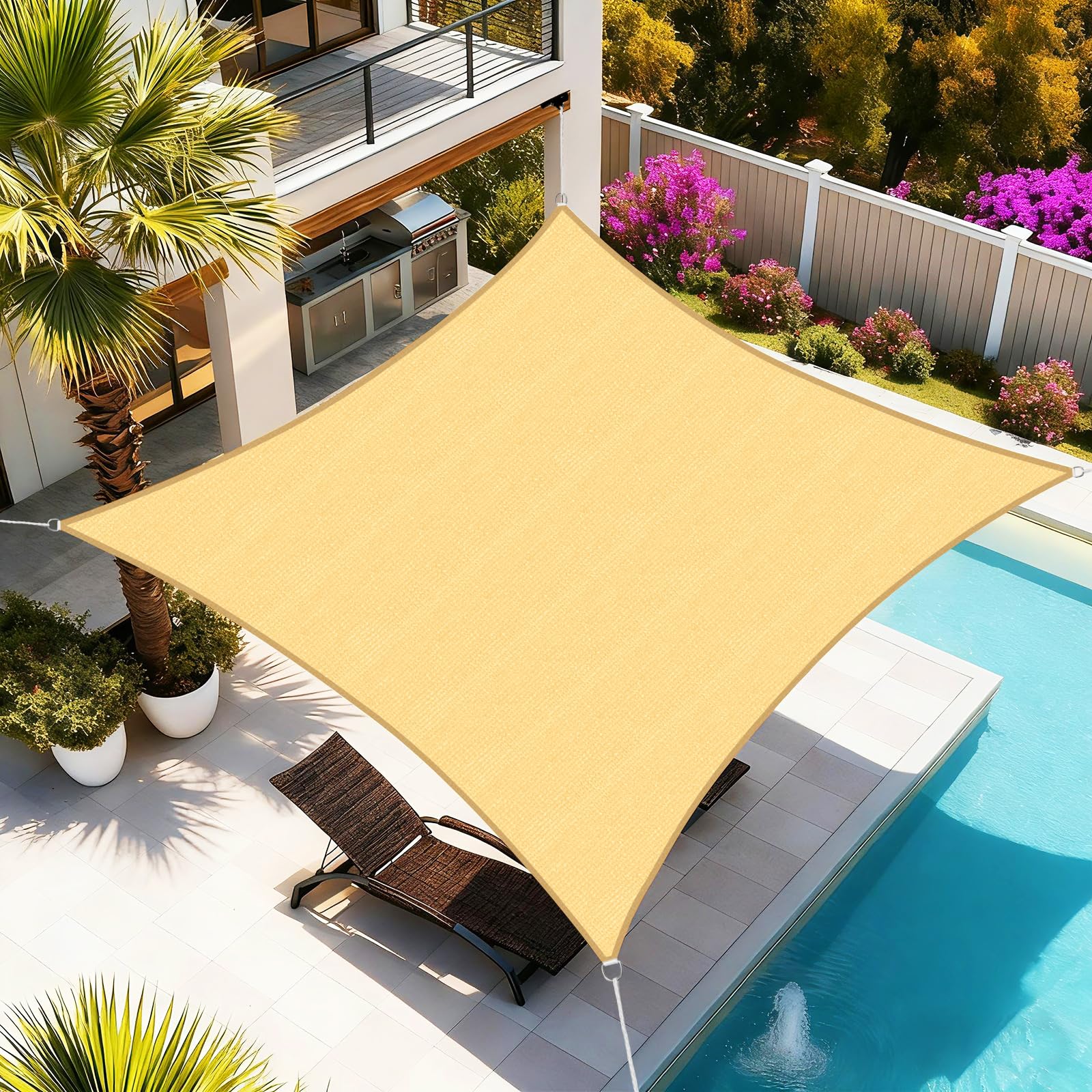 Artpuch Sun Shade Sail 16'X20' Sand Rectangle front view