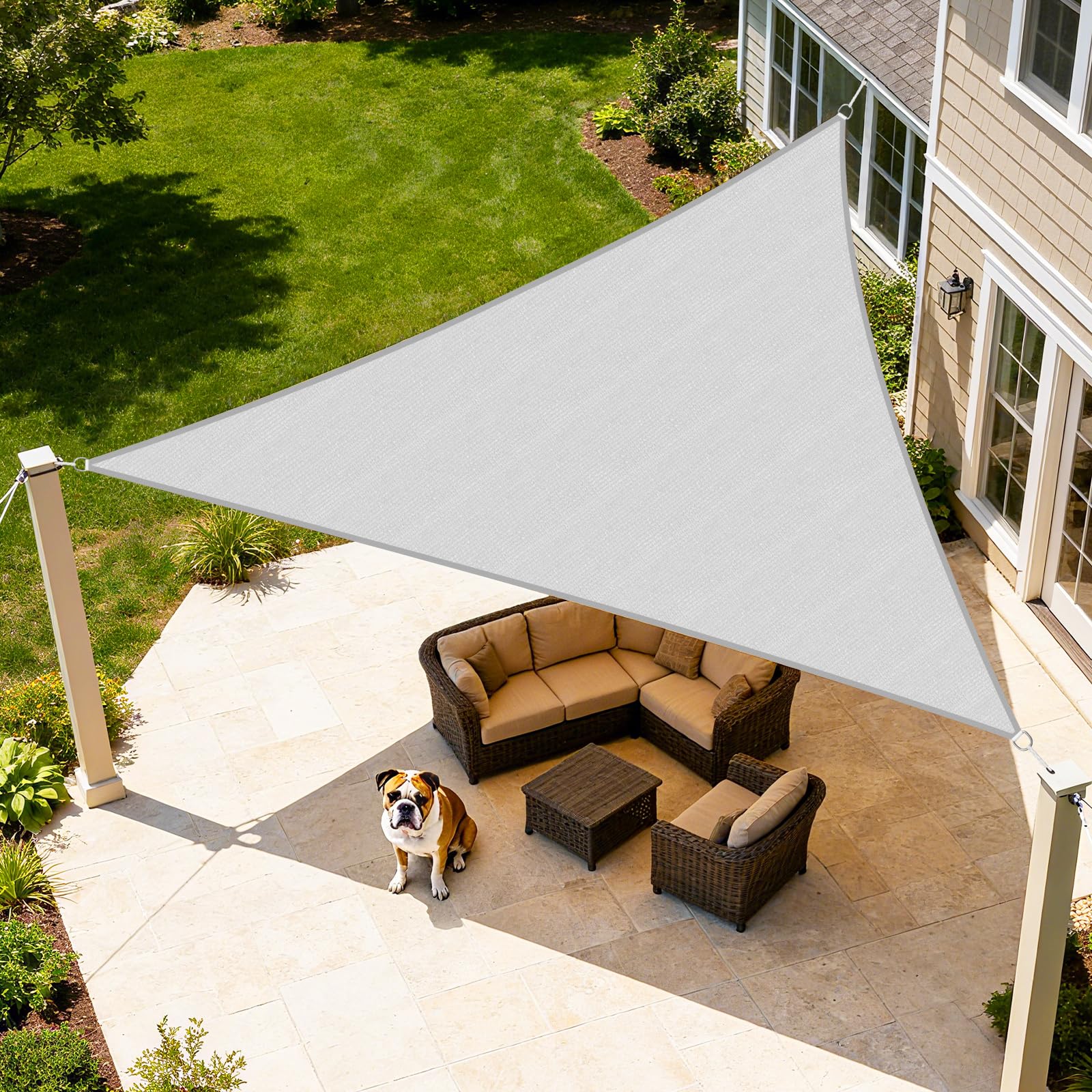 Artpuch Sun Shade Sail light grey triangle front view