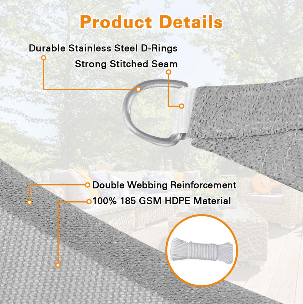 Artpuch Sun Shade Sail light grey triangle installed in patio