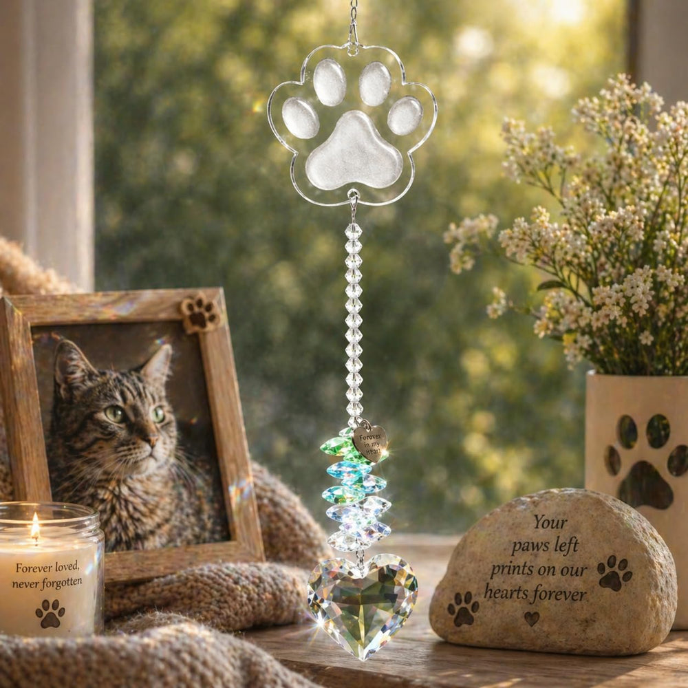ARUN Pet Memorial Suncatcher with sunlight creating rainbow effects