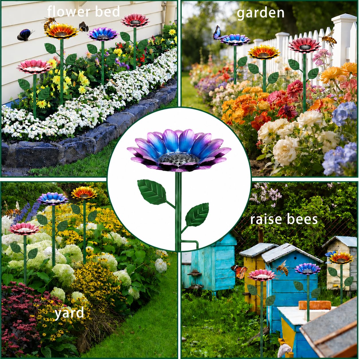 Asaleilipa bee watering station with glass beads in sunny outdoor environment