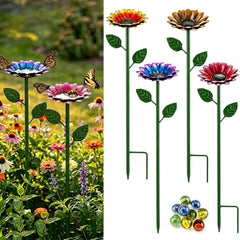 Asaleilipa sunflower bee watering station front view with colourful glass beads