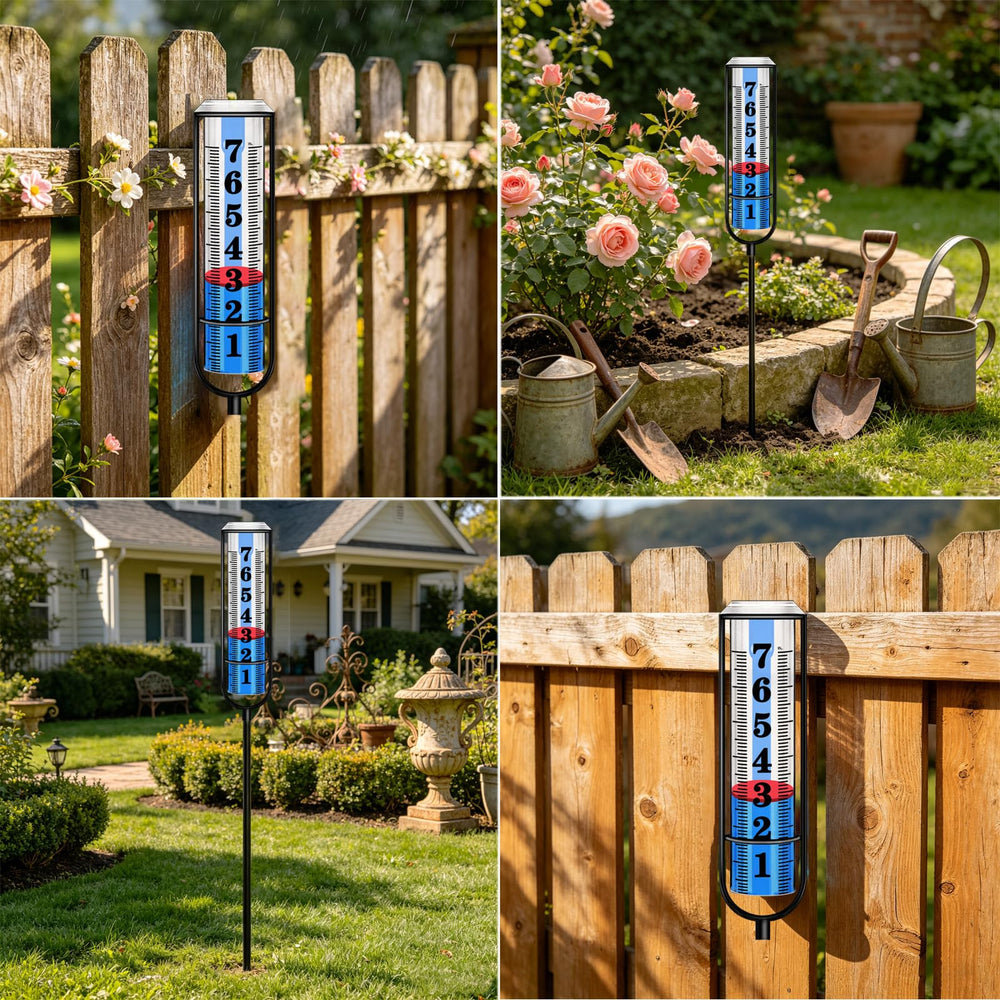 Asenron Rain Gauge Outdoor hung on a fence with hook