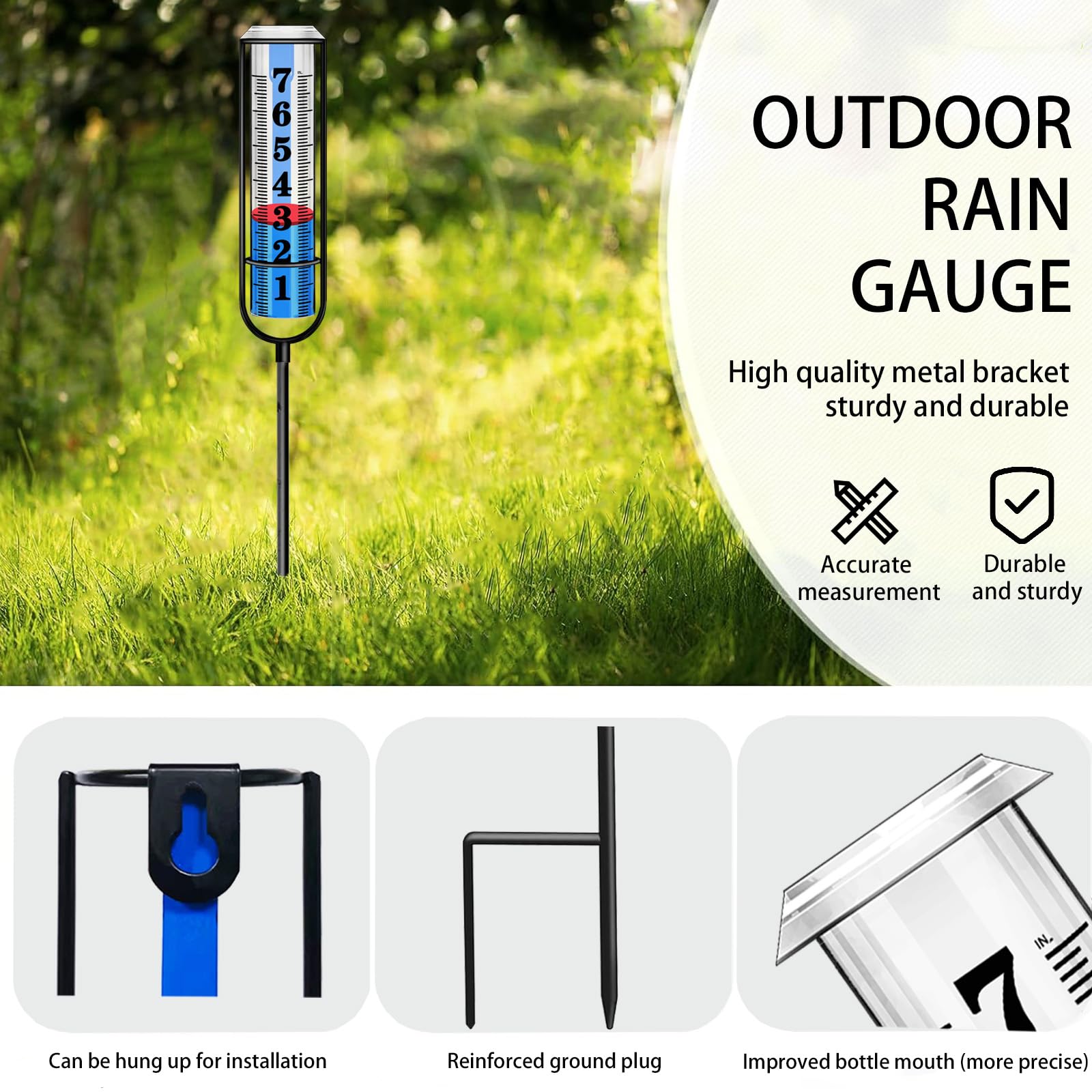 Asenron Rain Gauge Outdoor showing blue water effect in tube